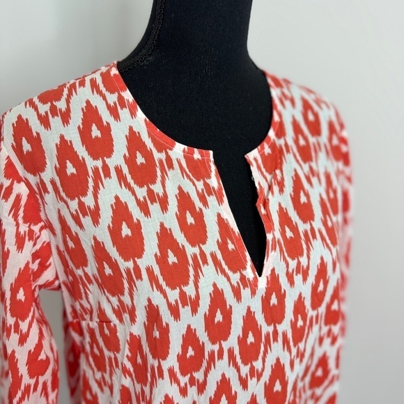 Gretchen Scott Designs V-neck Orange White Tunic/ Blouse / Top / Cover Up - Picture 4 of 10